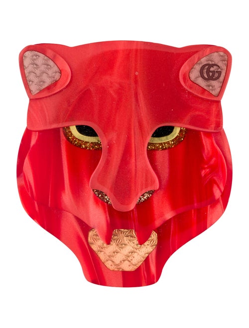 Gucci Resin Panther Head Brooch Pin