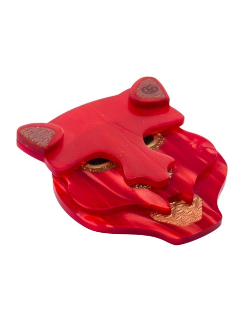 Gucci Resin Panther Head Brooch Pin