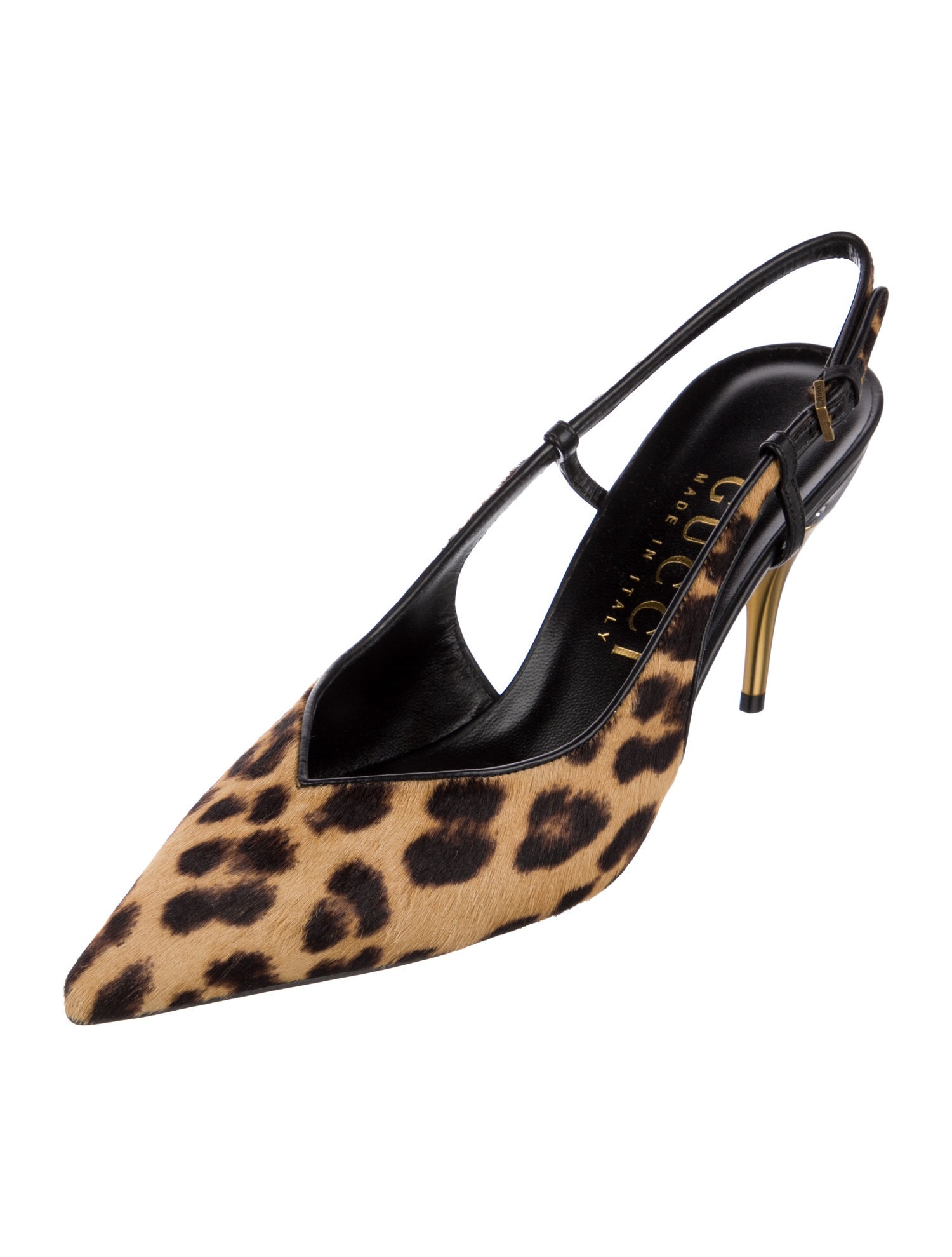 Gucci Ponyhair Animal Print Slingback Pumps