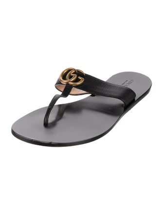 Gucci Double G Logo Leather Slides