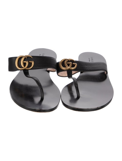 Gucci Double G Logo Leather Slides