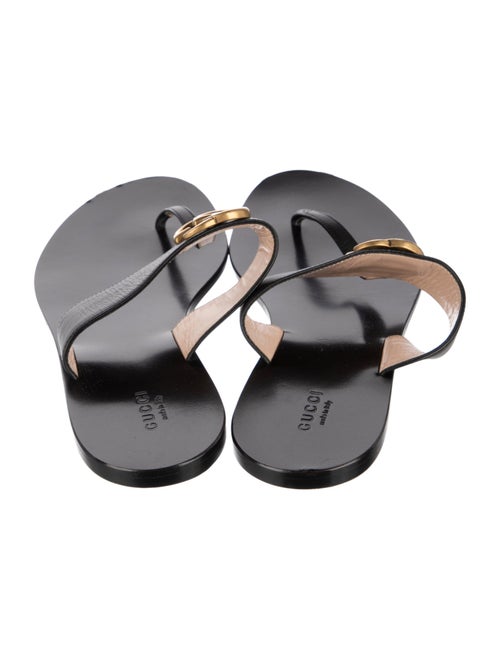 Gucci Double G Logo Leather Slides