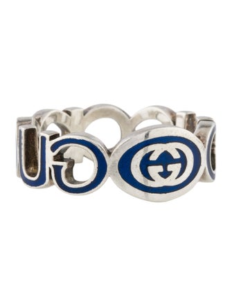 Gucci Enamel Interlocking G Logo Ring