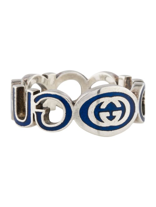 Gucci Enamel Interlocking G Logo Ring
