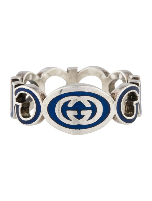 Gucci Enamel Interlocking G Logo Ring