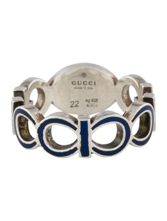 Gucci Enamel Interlocking G Logo Ring