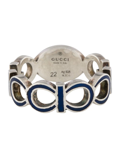 Gucci Enamel Interlocking G Logo Ring