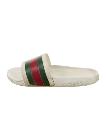 Gucci Sandals Web Accent Rubber Slides 9.5