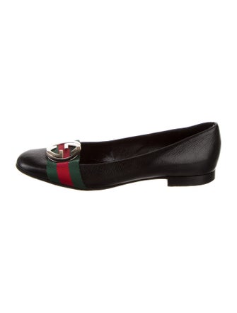 Gucci Web Accent Leather Ballet Flats