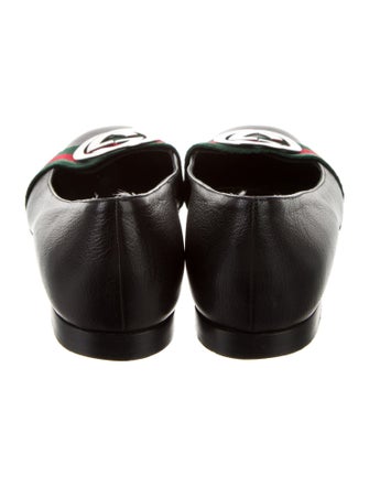Gucci Web Accent Leather Ballet Flats