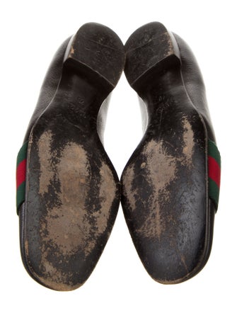 Gucci Web Accent Leather Ballet Flats