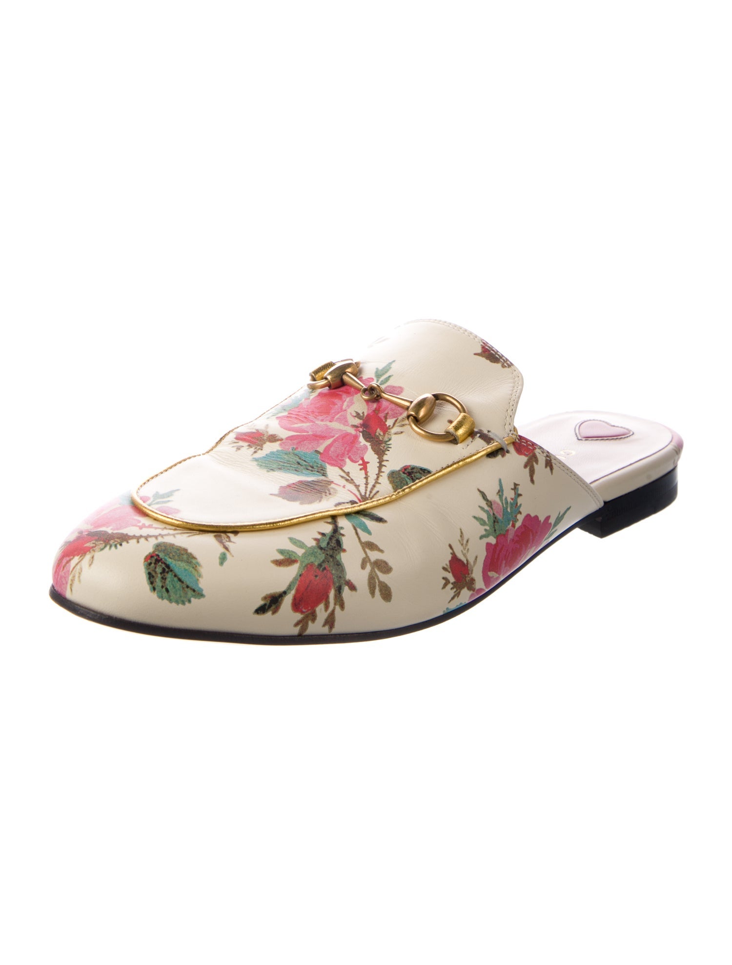 Gucci Leather Floral Print Mules