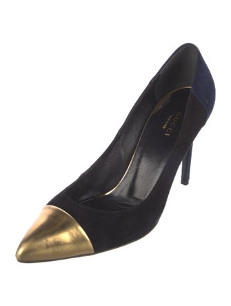 Gucci Suede Colorblock Pattern Pumps