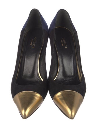 Gucci Suede Colorblock Pattern Pumps