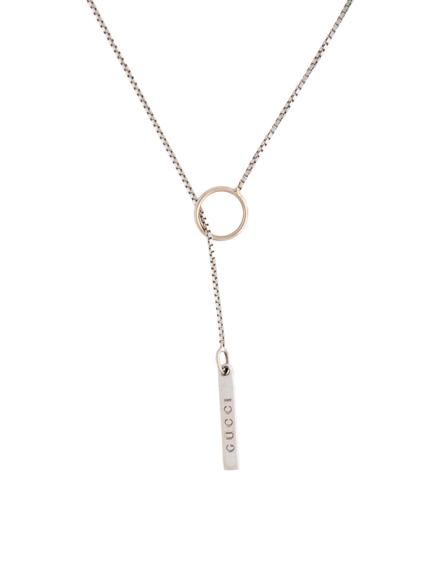 Gucci 18K Bar Lariat Necklace