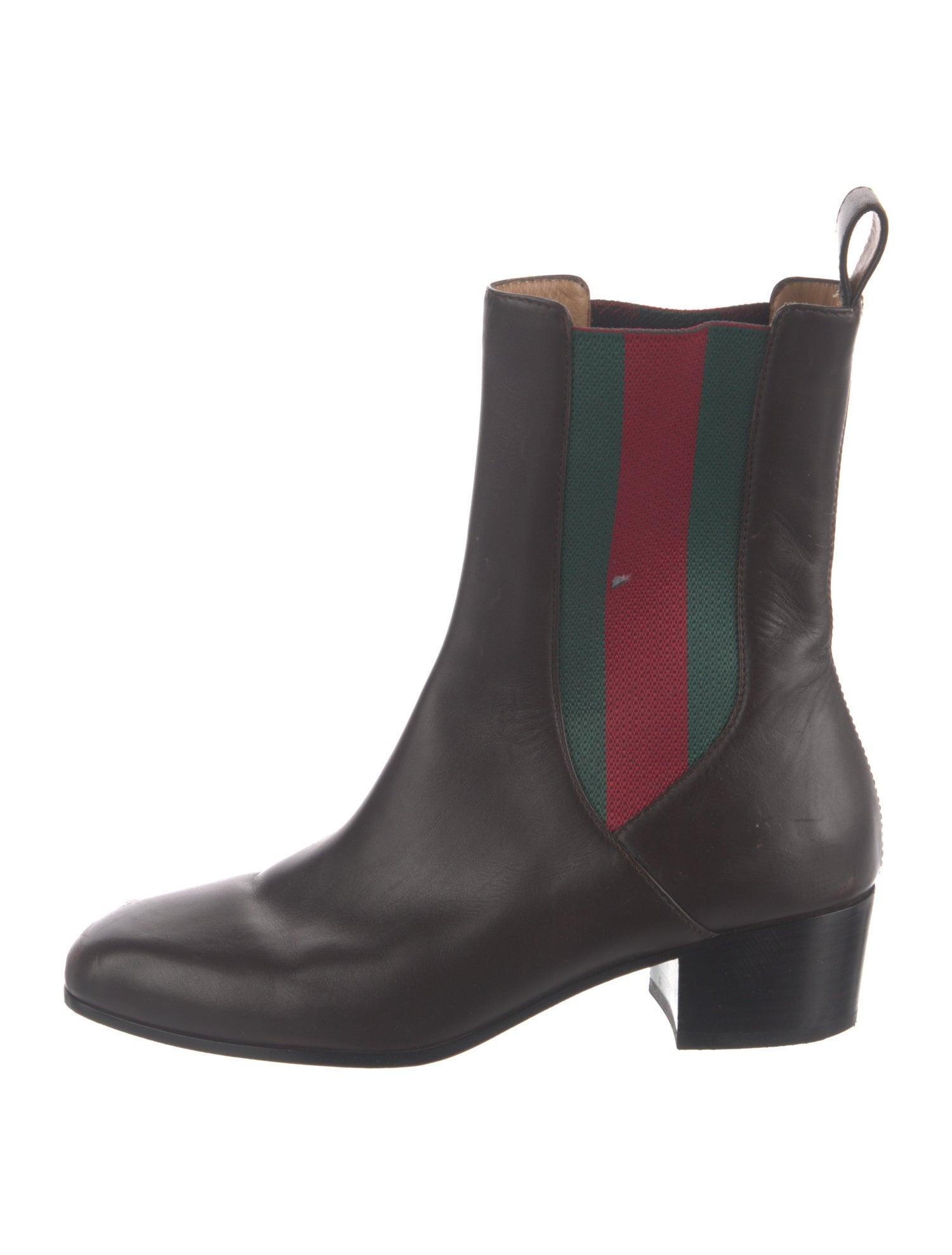 Gucci Sylvie Web Accent Leather Chelsea Boots