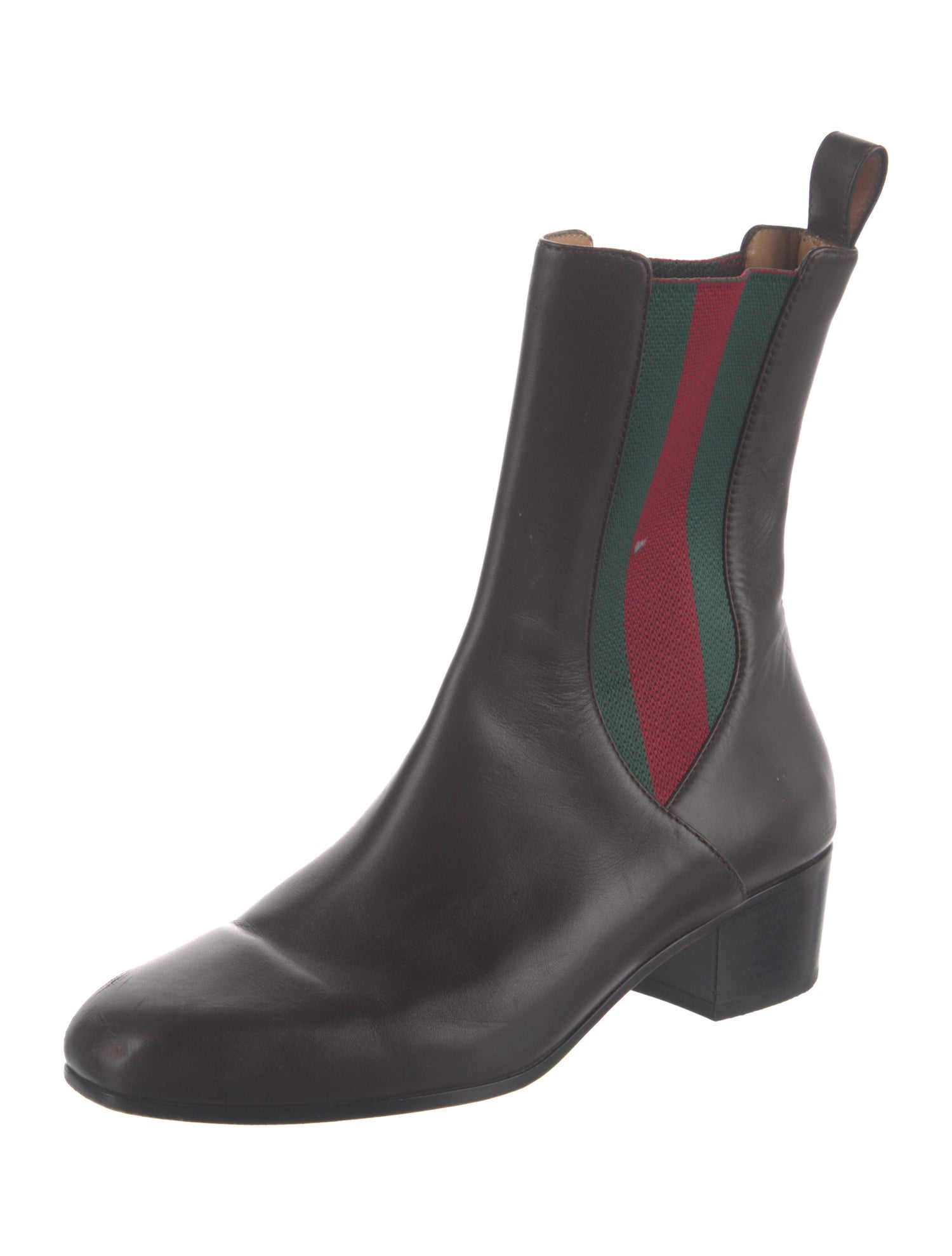 Gucci Sylvie Web Accent Leather Chelsea Boots