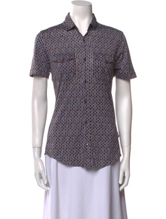 Gucci Printed Short Sleeve Button-Up Top