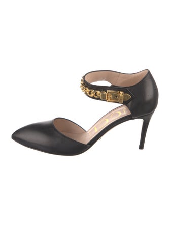 Gucci Leather Chain-Link Accents D'Orsay Pumps