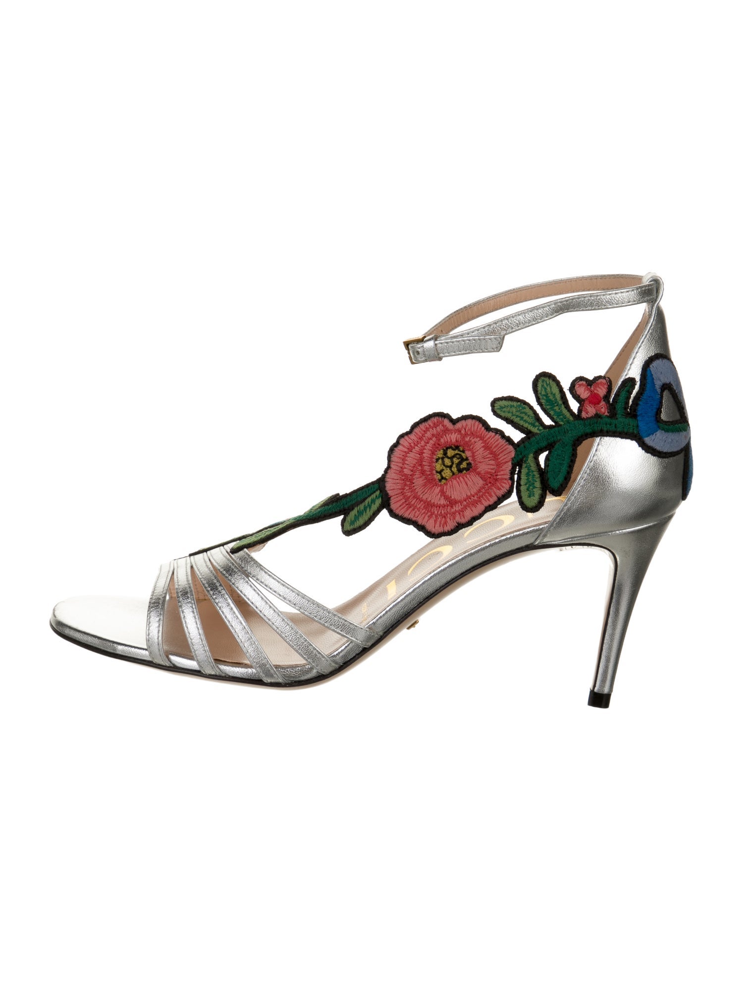 Gucci Leather Floral Print Sandals