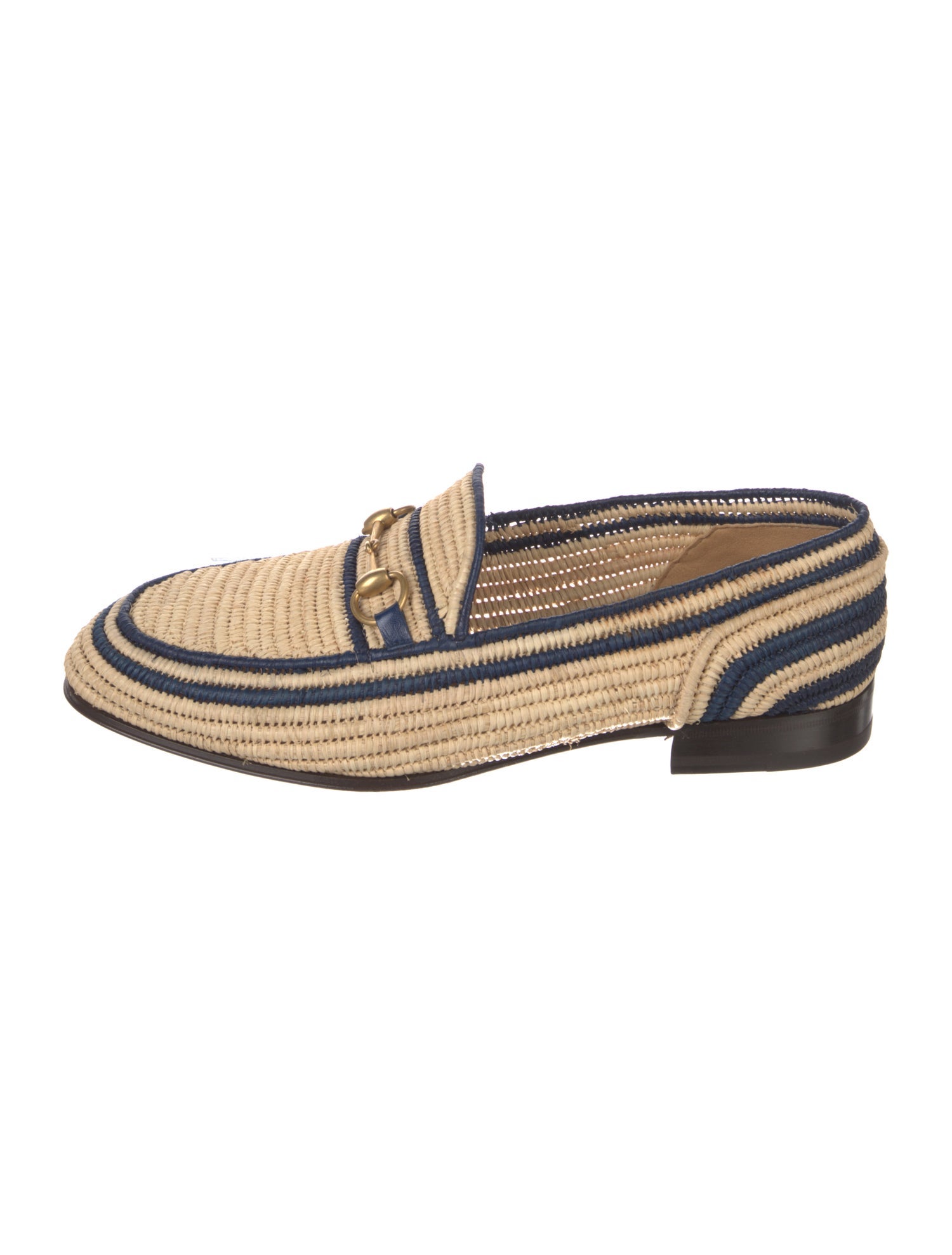 Gucci Horsebit Accent Straw Loafers