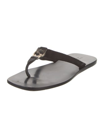 Gucci Interlocking G Logo Leather Flip Flops