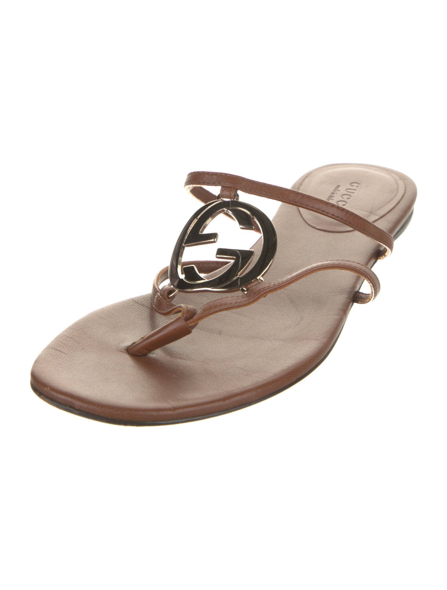 Gucci Interlocking G Logo Leather Slides