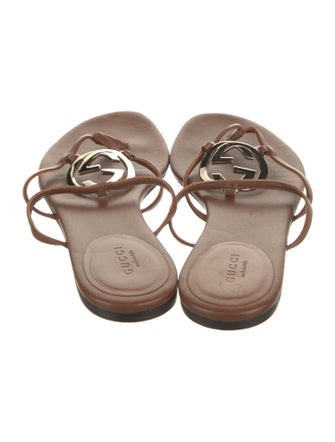 Gucci Interlocking G Logo Leather Slides