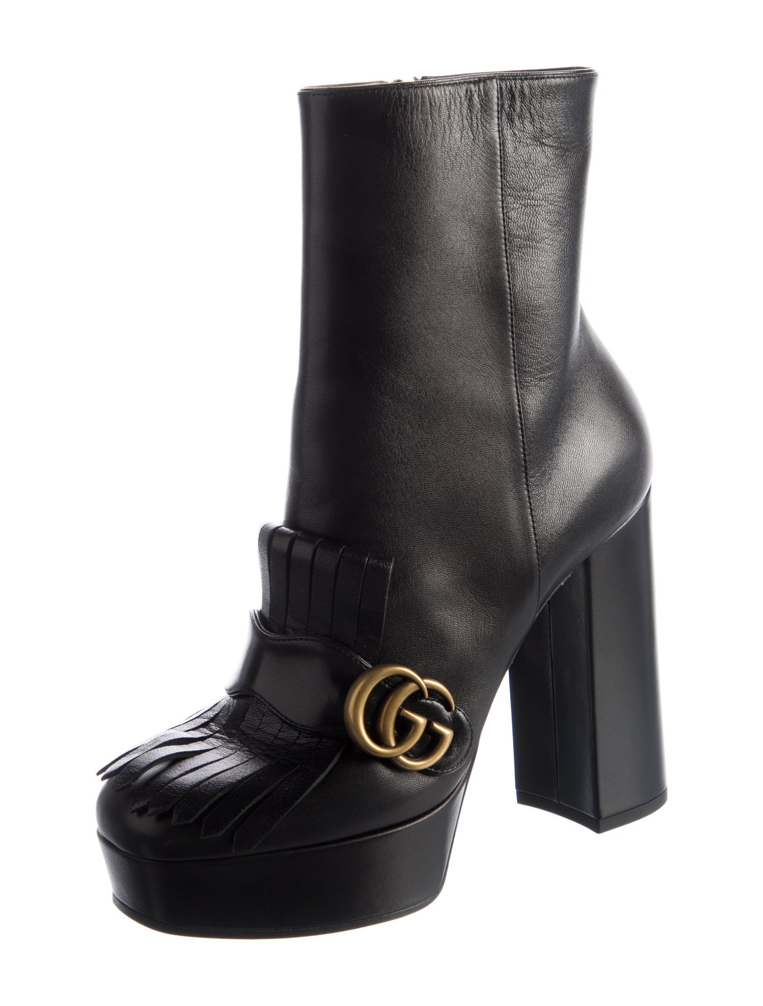 Gucci Double G Logo Leather Boots