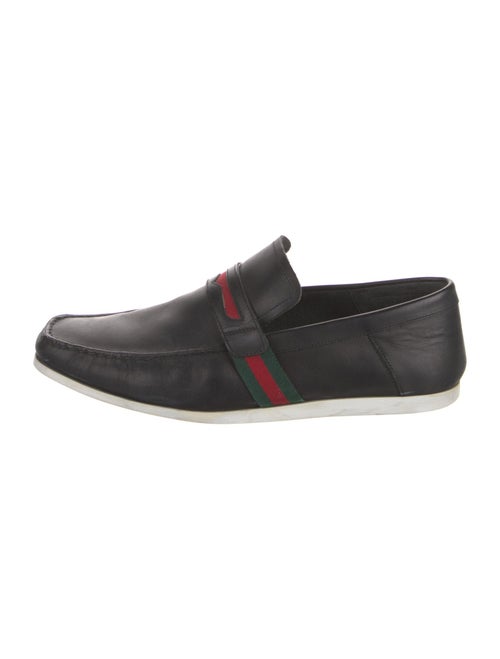 Gucci Web Accent Leather Loafers