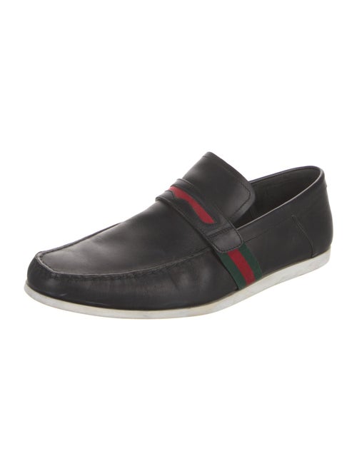 Gucci Web Accent Leather Loafers