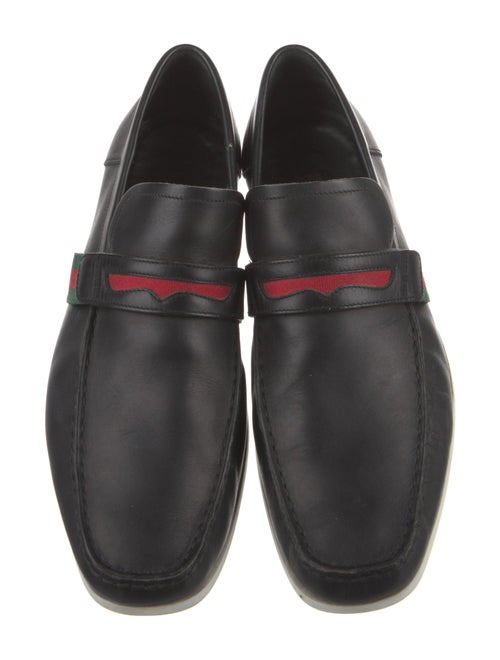 Gucci Web Accent Leather Loafers