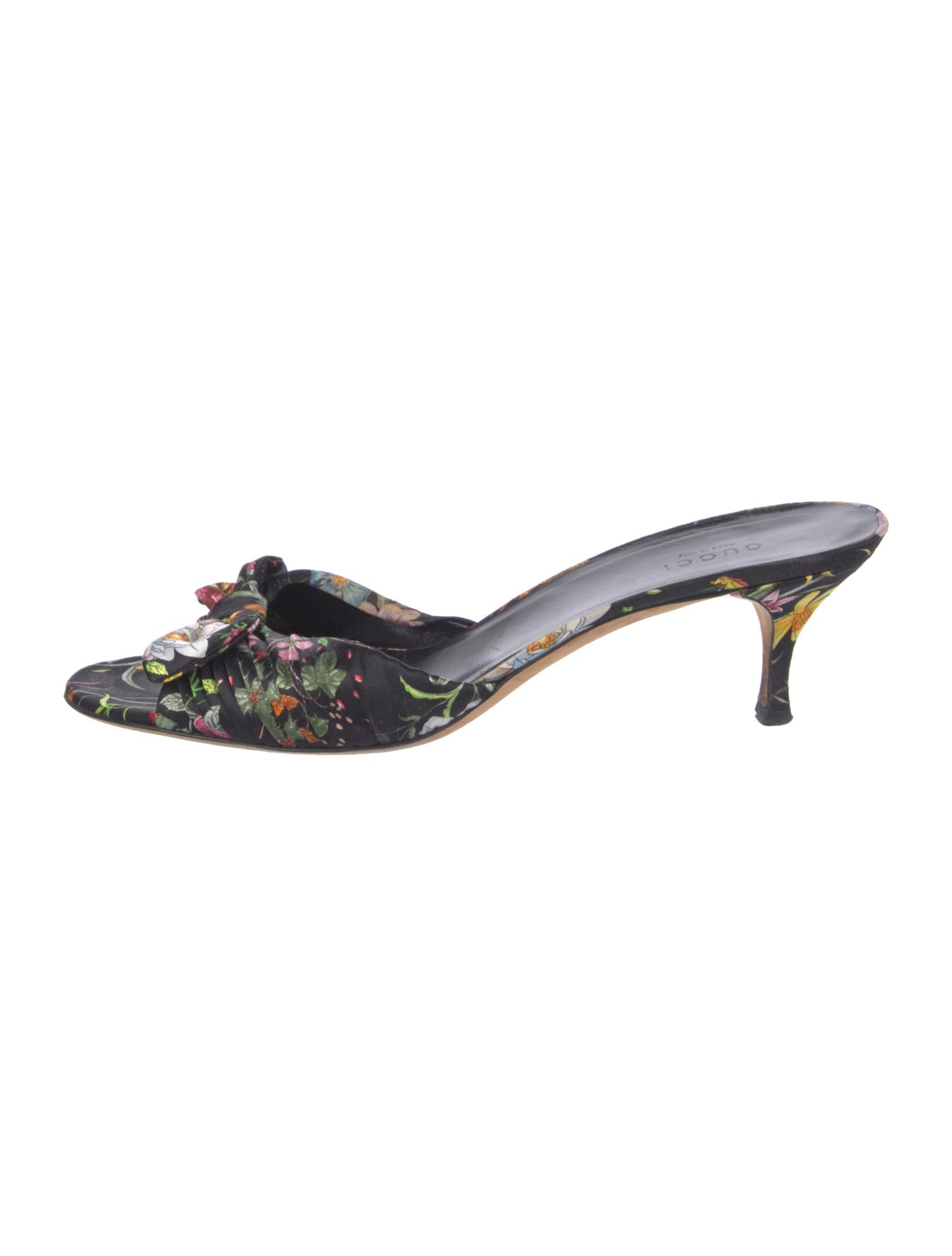 Gucci Flora Print Satin Slides