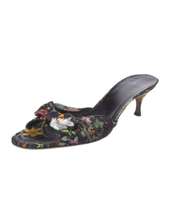 Gucci Flora Print Satin Slides