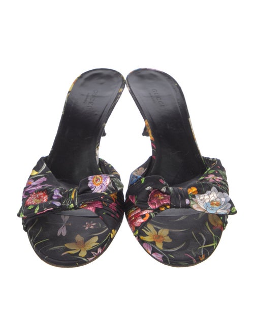 Gucci Flora Print Satin Slides
