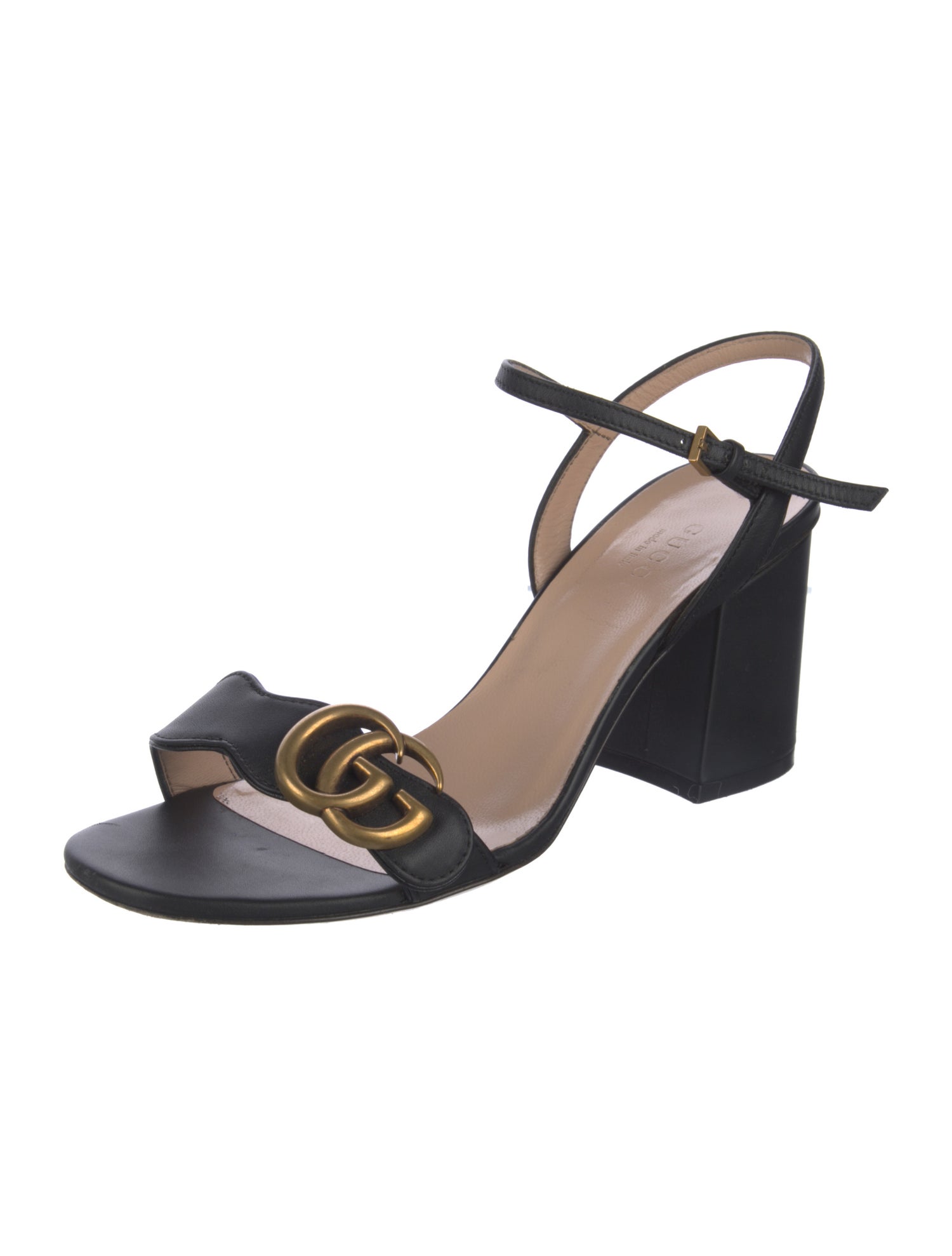 Gucci Double G Logo Leather Sandals