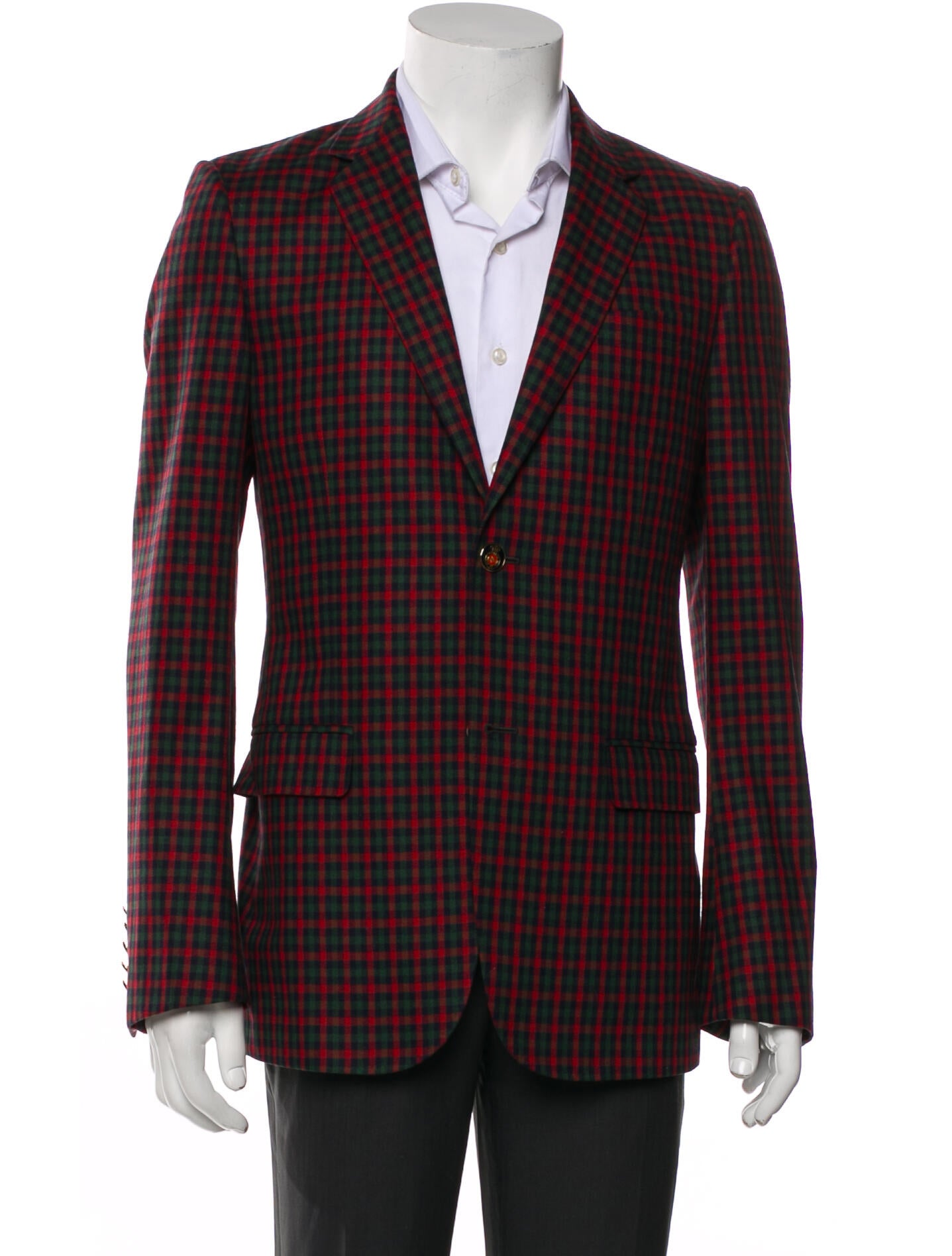 Gucci Wool Plaid Print Blazer