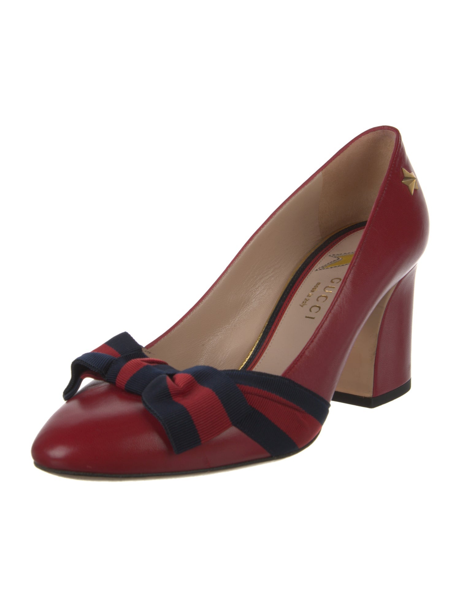 Gucci Sylvie Web Accent Leather Pumps