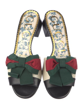 Gucci Web Accent Leather Slides