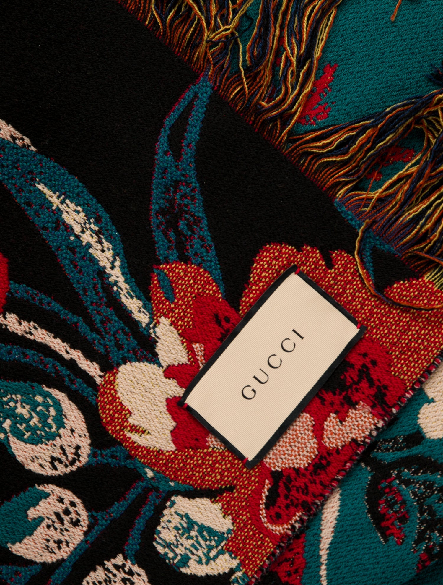 Gucci Guccy Lion's Head Jacquard Wool Throw Blanket