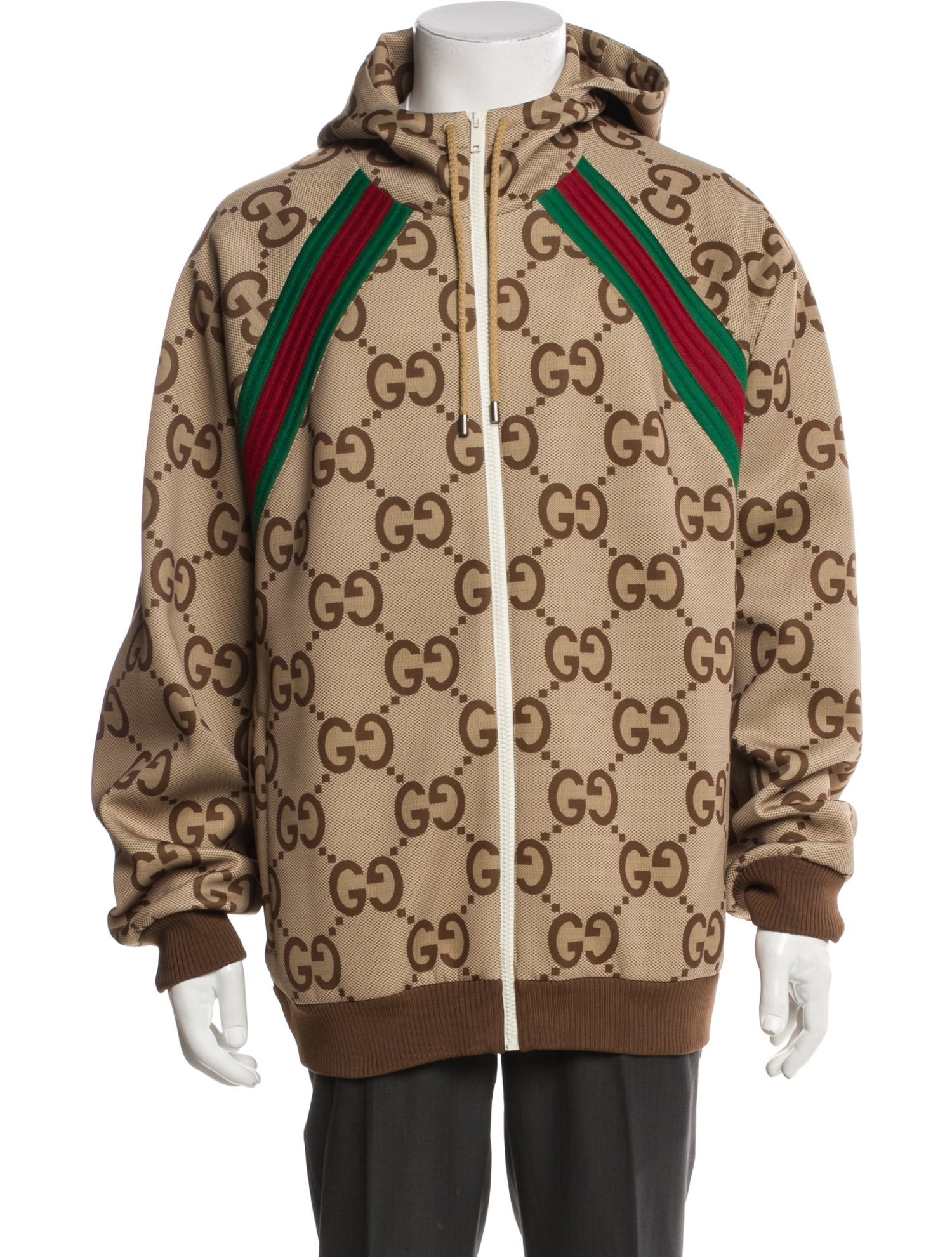 Gucci Web Accent Plaid Print Windbreaker