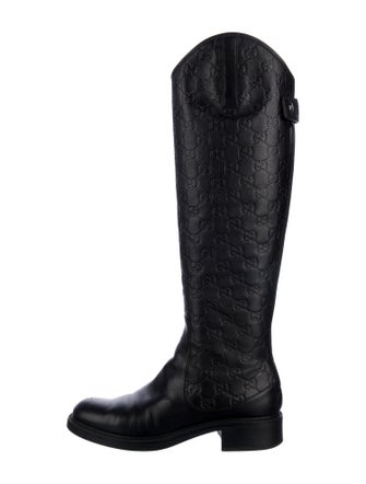Gucci GG Signature Leather Riding Boots