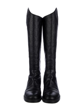 Gucci GG Signature Leather Riding Boots