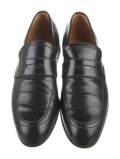 Gucci Web Accent Leather Loafers