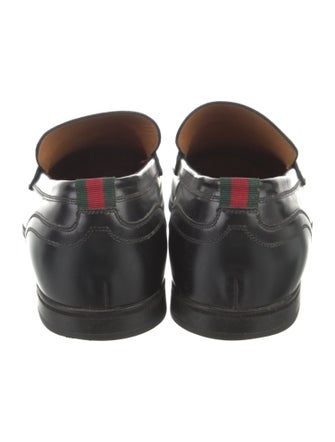 Gucci Web Accent Leather Loafers