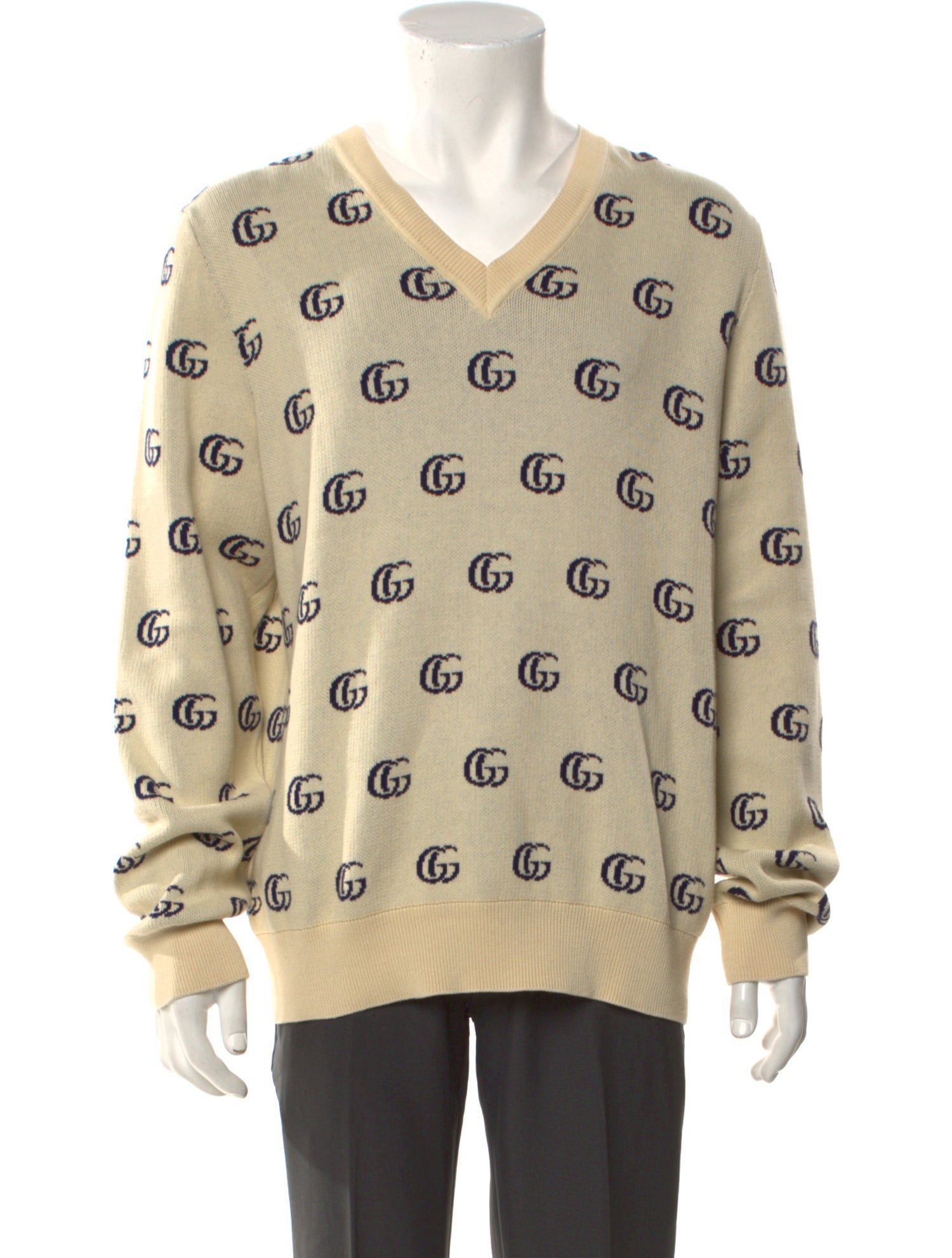 Gucci GG Logo V-Neck Pullover