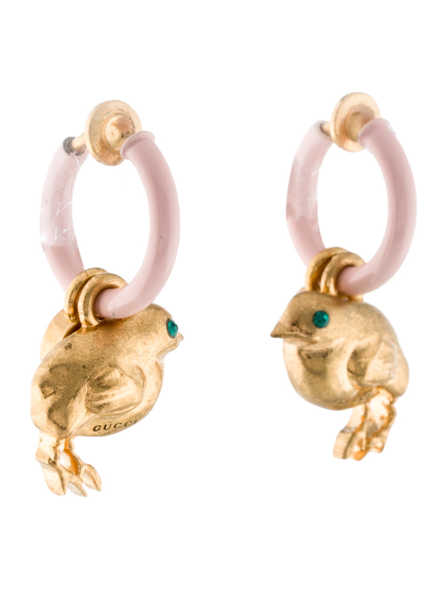 Gucci Crystal & Enamel Chick Hoop Earrings