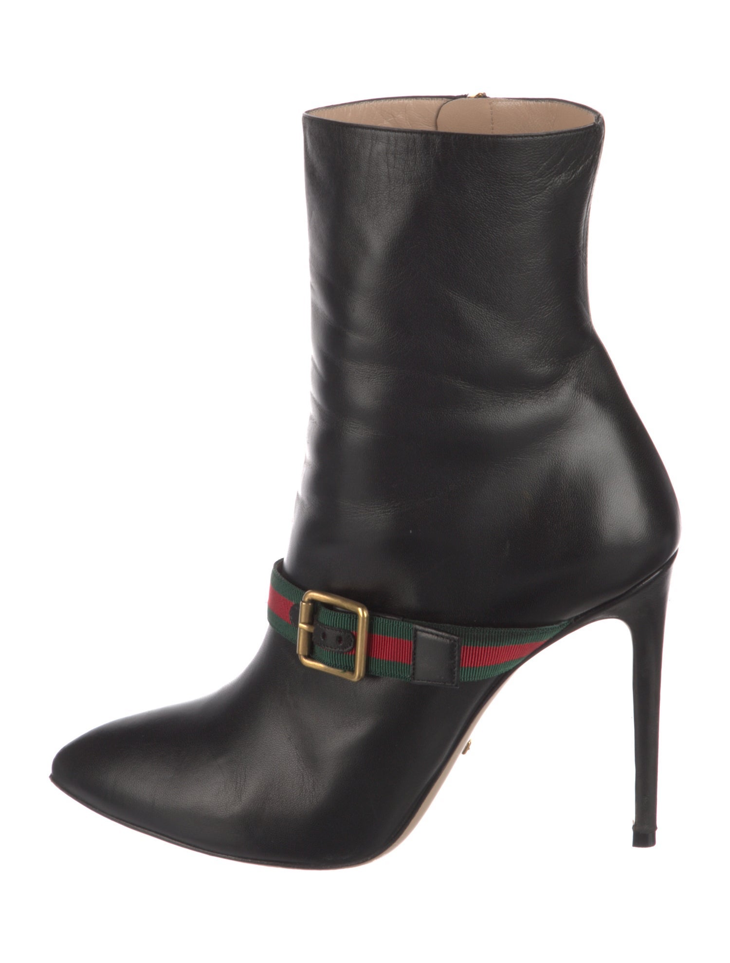 Gucci Web Accent Leather Sock Boots