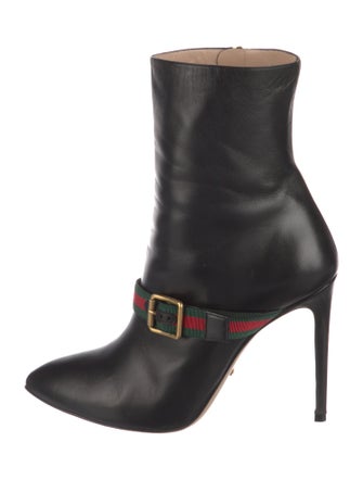 Gucci Web Accent Leather Sock Boots