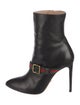 Gucci Web Accent Leather Sock Boots